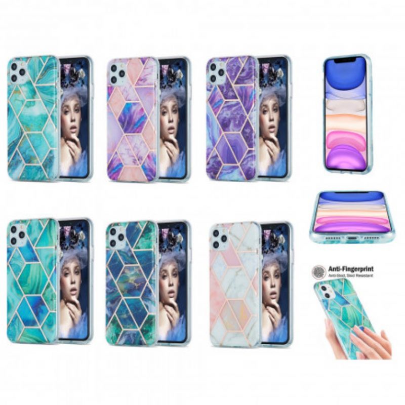 Hoesje voor iPhone 11 Pro Max Siliconen Marmeren Geometrie