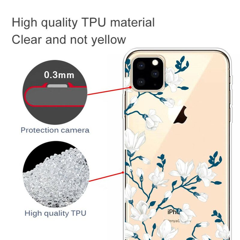 Telefoonhoesje voor iPhone 11 Pro Max Witte Bloemen