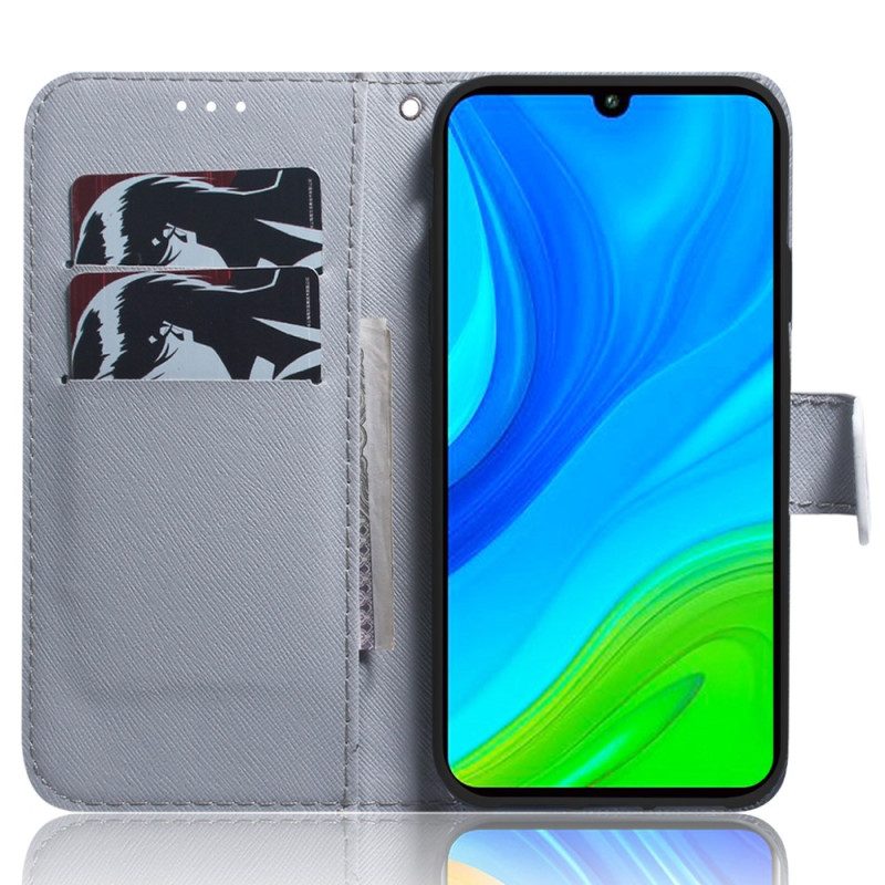 Flip Case voor Xiaomi Redmi Note 12 5G Met Ketting Band Tak Schilderen