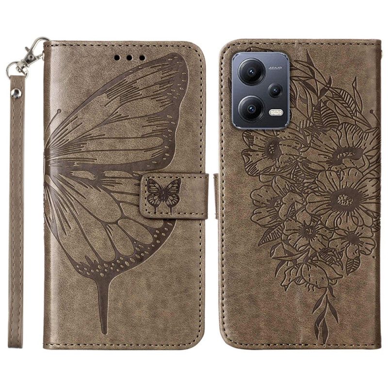 Folio-hoesje voor Xiaomi Redmi Note 12 5G Bloemen Vlinder