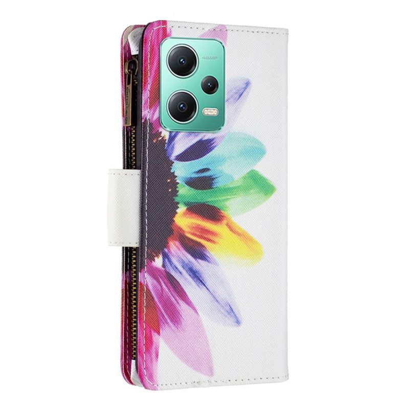 Folio-hoesje voor Xiaomi Redmi Note 12 5G Bloemzak Met Ritssluiting