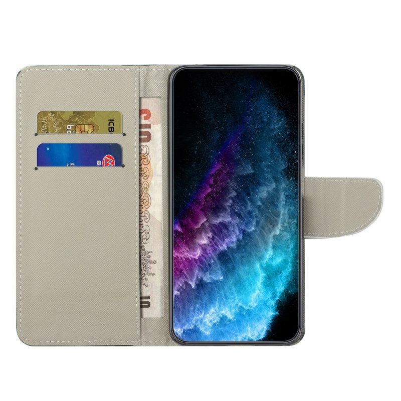 Folio-hoesje voor Xiaomi Redmi Note 12 5G Met Ketting Camouflage Met Bandjes