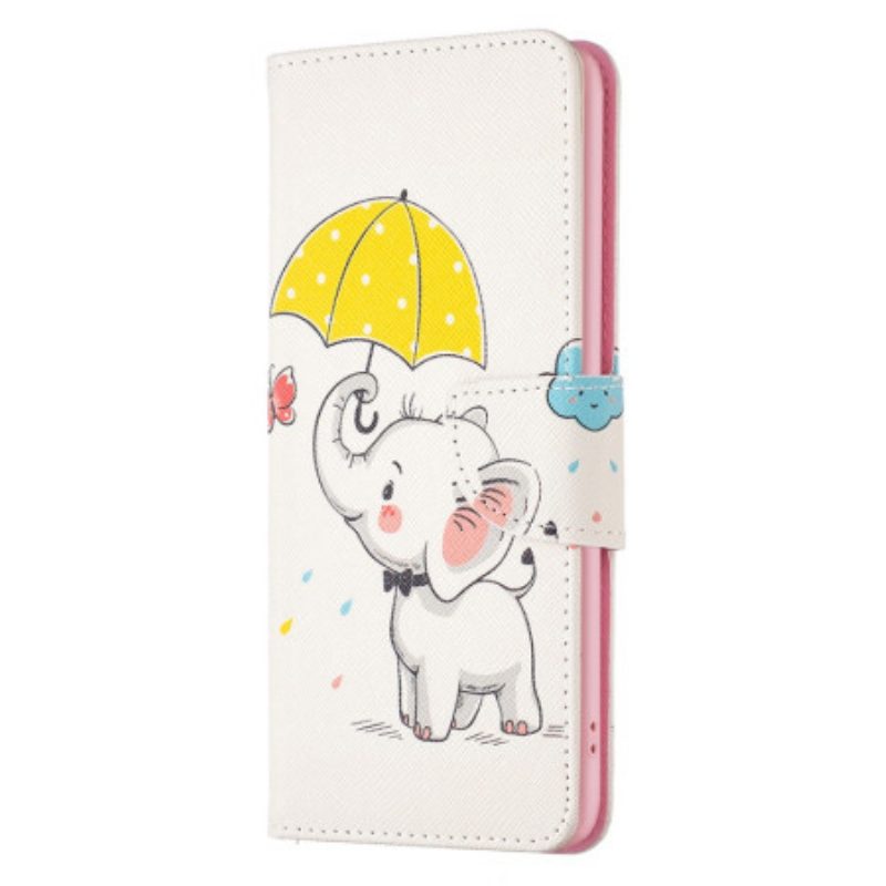 Folio-hoesje voor Xiaomi Redmi Note 12 5G Olifant In De Regen