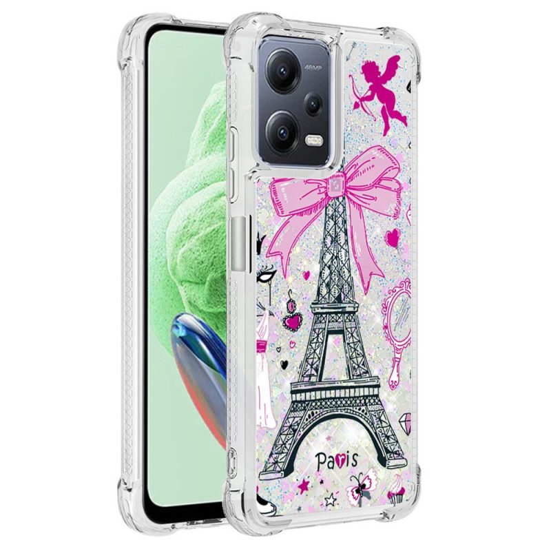 Hoesje voor Xiaomi Redmi Note 12 5G Pailletten Van De Eiffeltoren