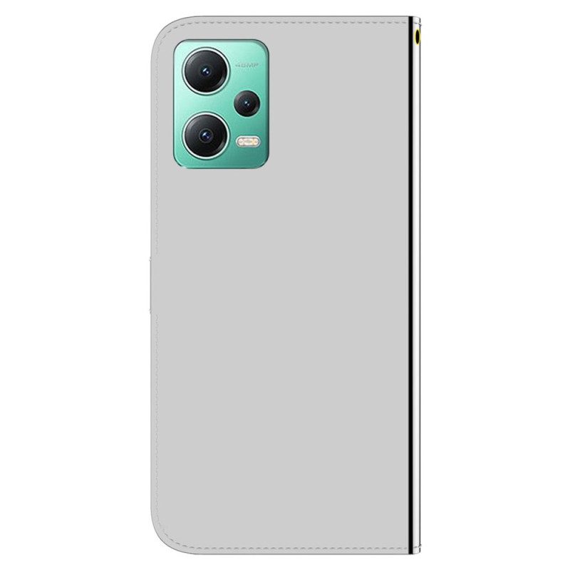 Leren Hoesje voor Xiaomi Redmi Note 12 5G Imitatie Spiegelleer Met Riem