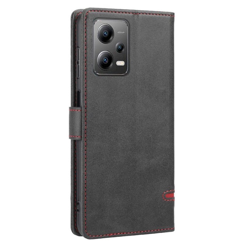 Leren Hoesje voor Xiaomi Redmi Note 12 5G Lijn Leereffect