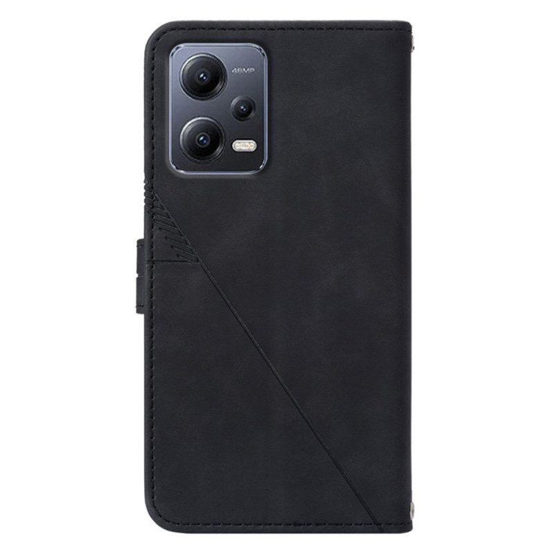 Leren Hoesje voor Xiaomi Redmi Note 12 5G Met Ketting Riem Driehoeken