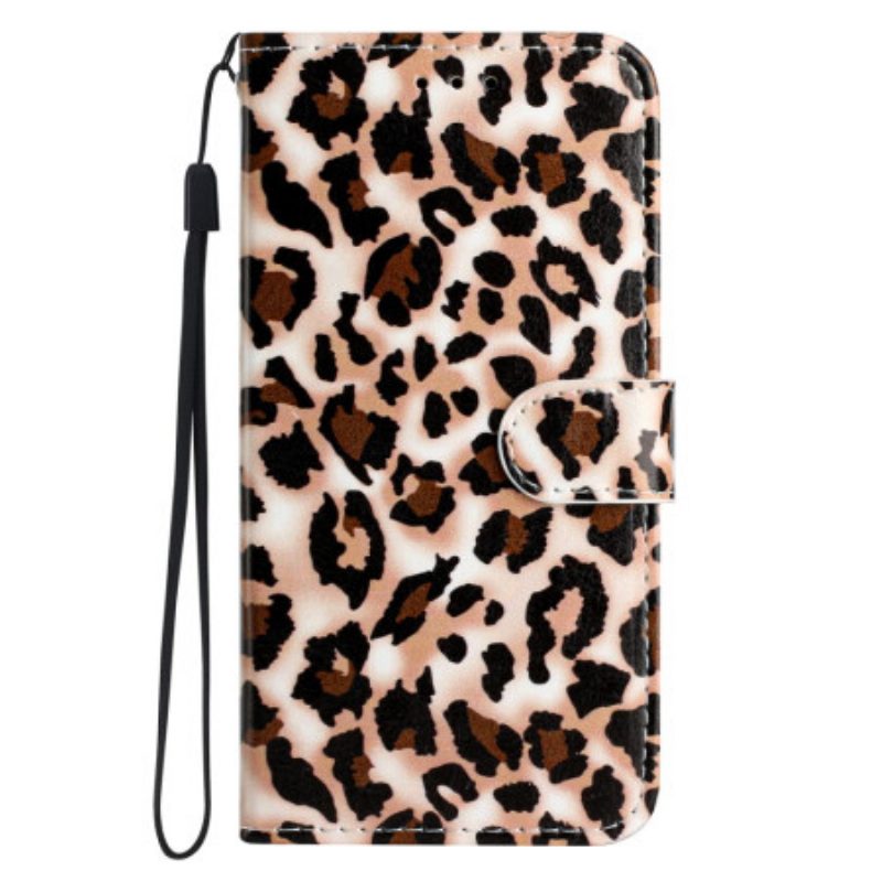 Flip Case voor Moto G73 5G Met Ketting Luipaardprint Met Bandjes