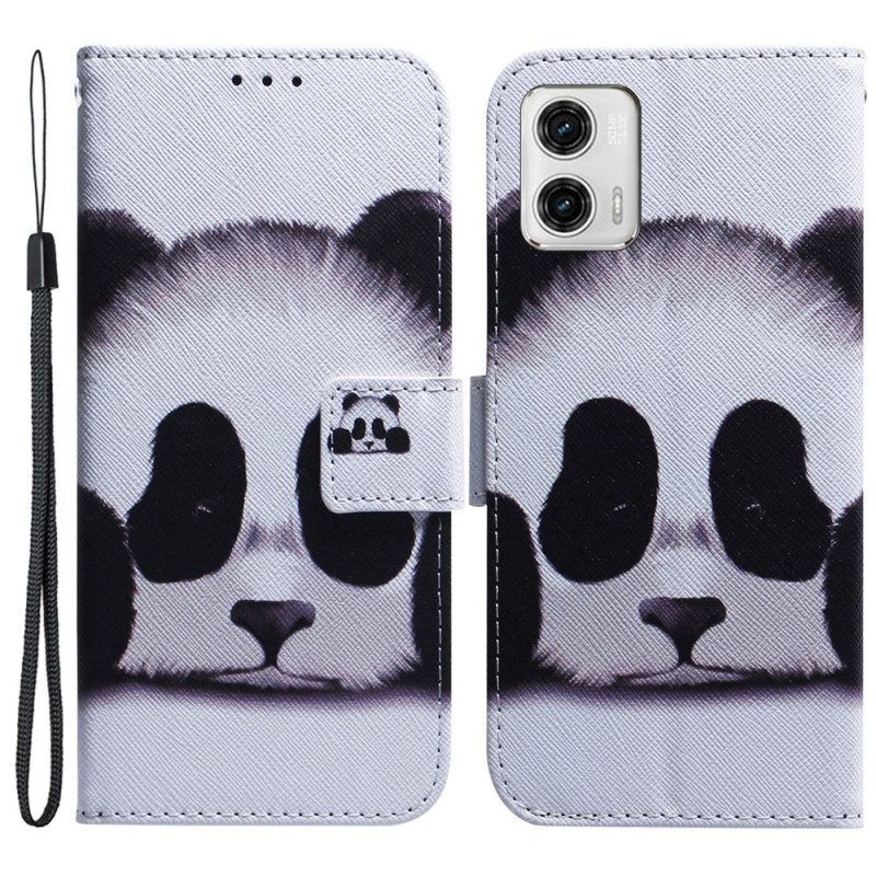 Flip Case voor Moto G73 5G Met Ketting Strakke Panda