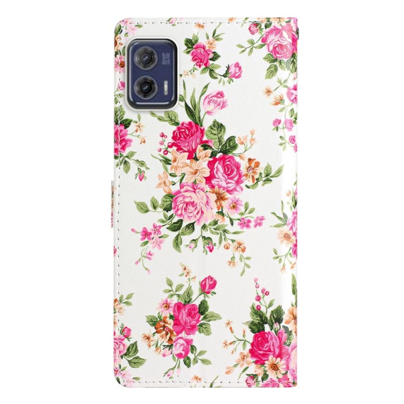 Folio-hoesje voor Moto G73 5G Met Ketting Riem Liberty Bloemen