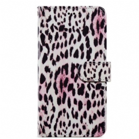 Folio-hoesje voor Moto G73 5G Met Ketting Strappy Leopard-stijl