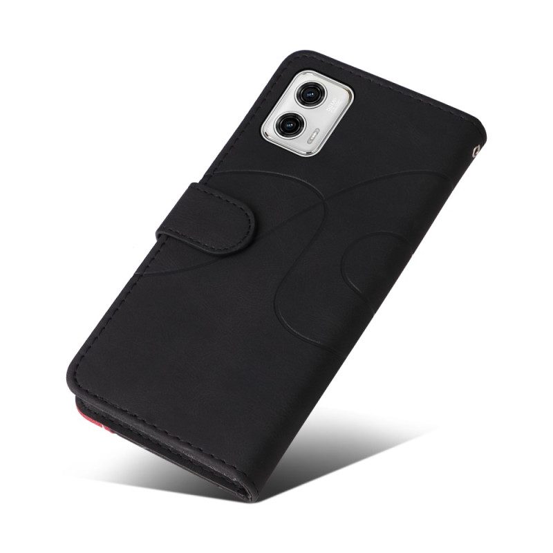 Folio-hoesje voor Moto G73 5G Met Ketting Tweekleurige Riem