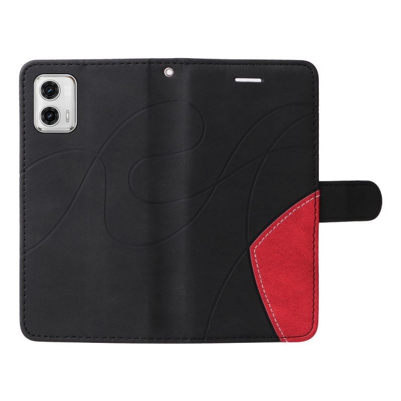 Folio-hoesje voor Moto G73 5G Met Ketting Tweekleurige Riem