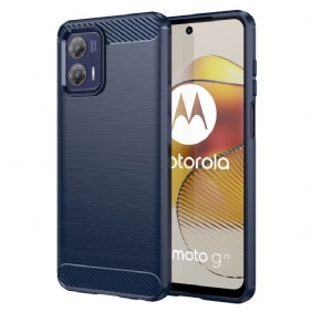 Hoesje voor Moto G73 5G Geborstelde Koolstofvezel