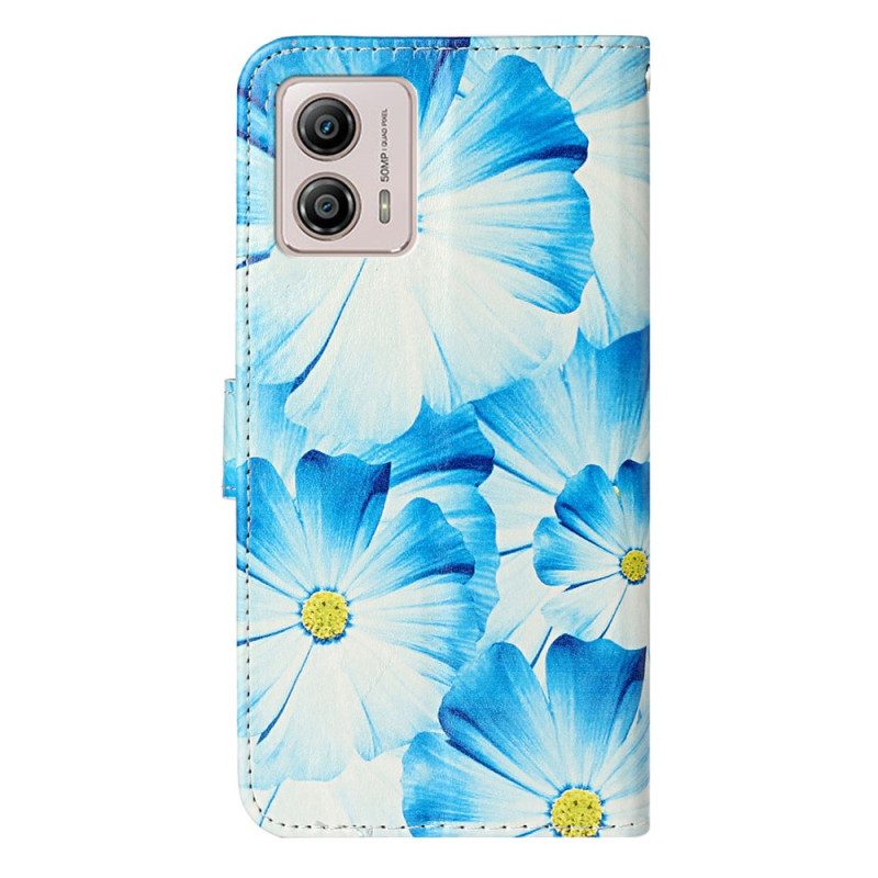 Leren Hoesje voor Moto G73 5G Intense Bloemen