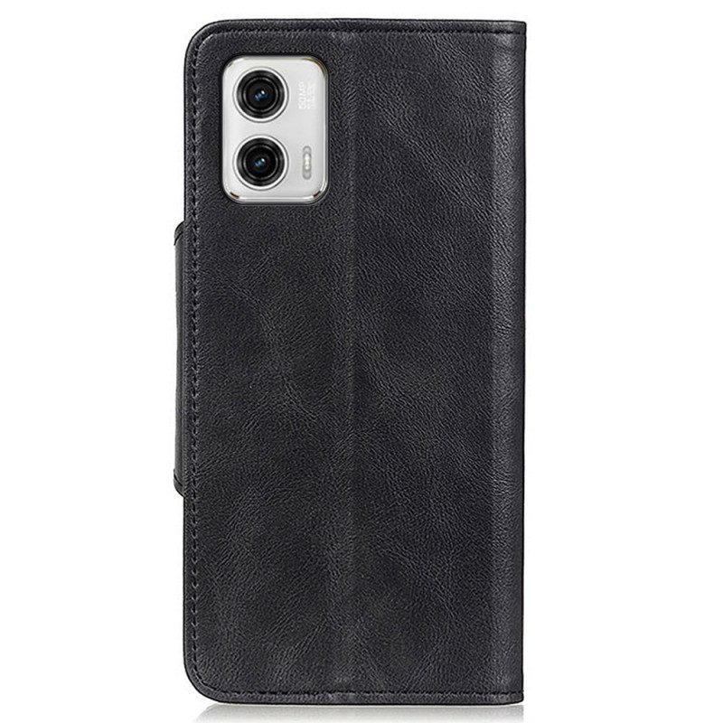 Leren Hoesje voor Moto G73 5G Magnetische Knop