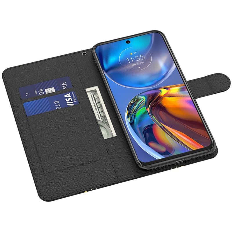 Leren Hoesje voor Moto G73 5G Met Ketting Strappy Abstractie