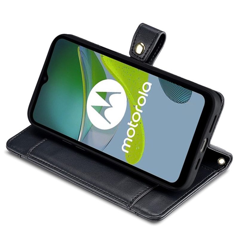 Leren Hoesje voor Moto G73 5G Portemonnee Met Schouderriem En Lanyard