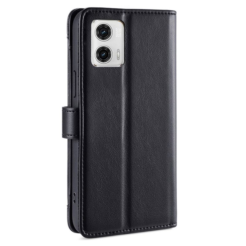 Leren Hoesje voor Moto G73 5G Portemonnee Met Schouderriem En Lanyard