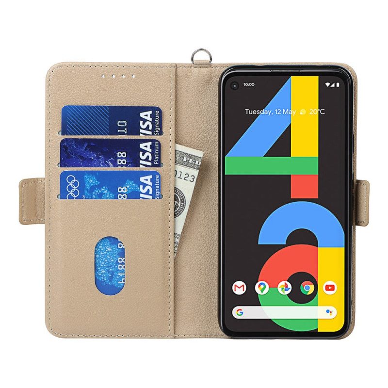 Leren Hoesje voor Google Pixel 4A Met Ketting Bandjes Hart