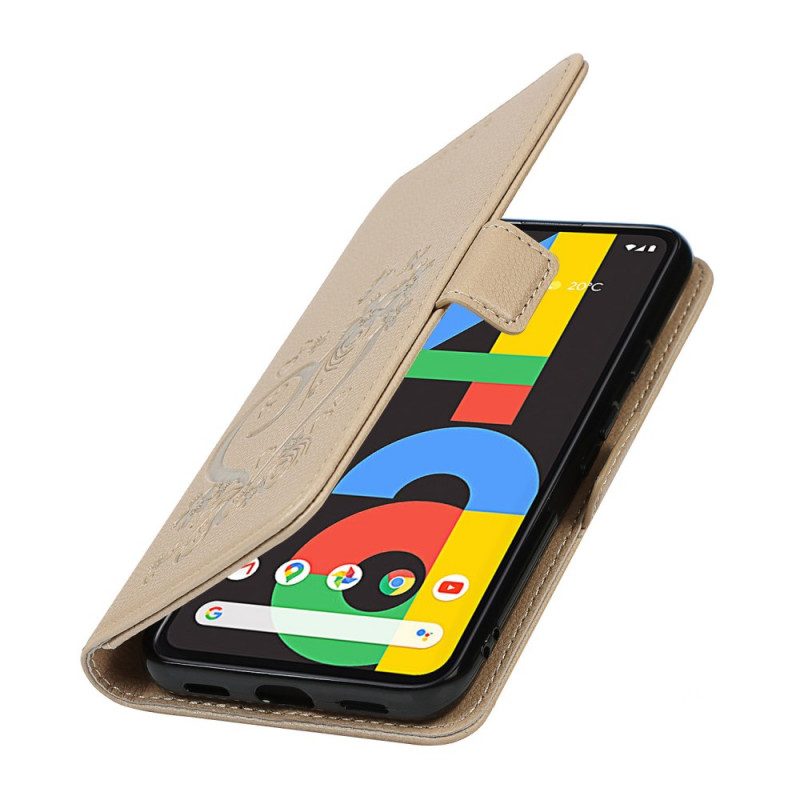 Leren Hoesje voor Google Pixel 4A Met Ketting Bandjes Hart