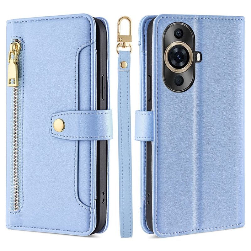 Flip Case Leren Huawei Nova 11 Pro Portemonnee Met Band En Schouderband