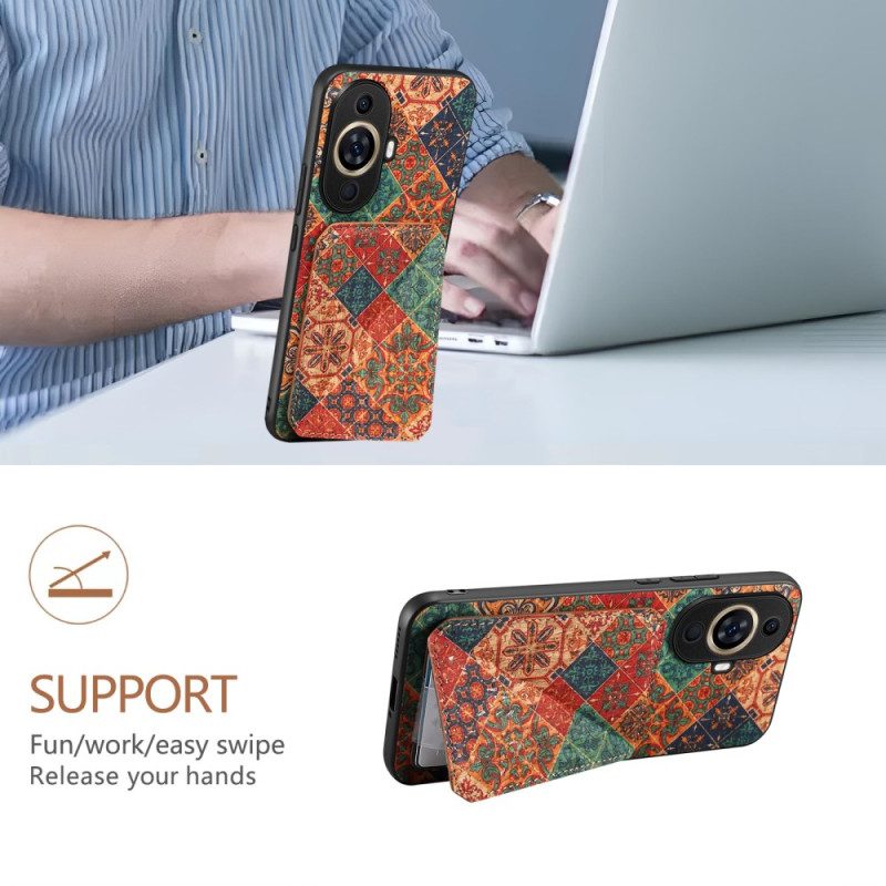 Hoesje Voor Huawei Nova 11 Pro Kaarthouder Met Bloemenmotief