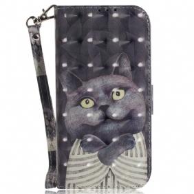 Folio-hoesje voor Samsung Galaxy M13 Kat Met Lanyard