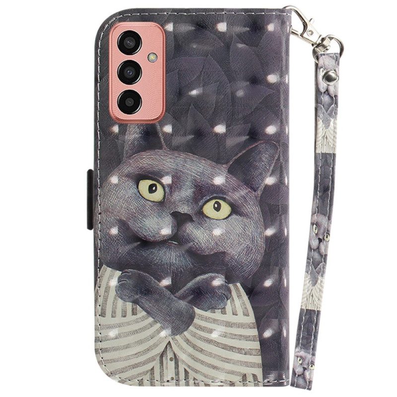 Folio-hoesje voor Samsung Galaxy M13 Kat Met Lanyard