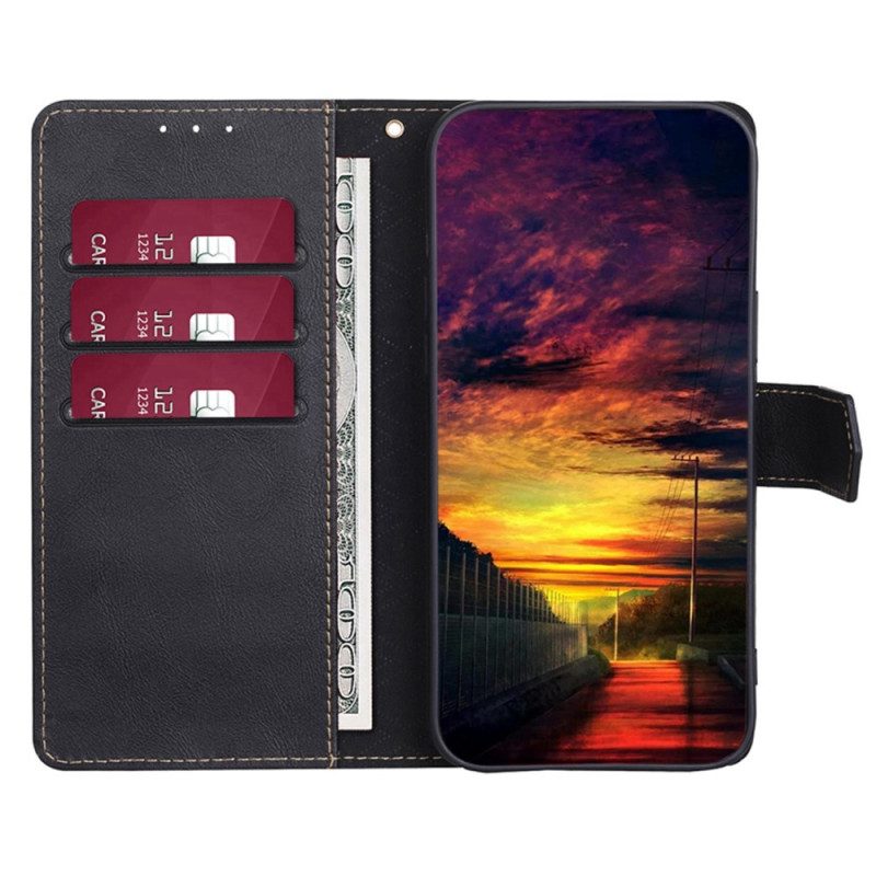 Folio-hoesje voor Samsung Galaxy M13 Vintage Kunstleer En Stiksels