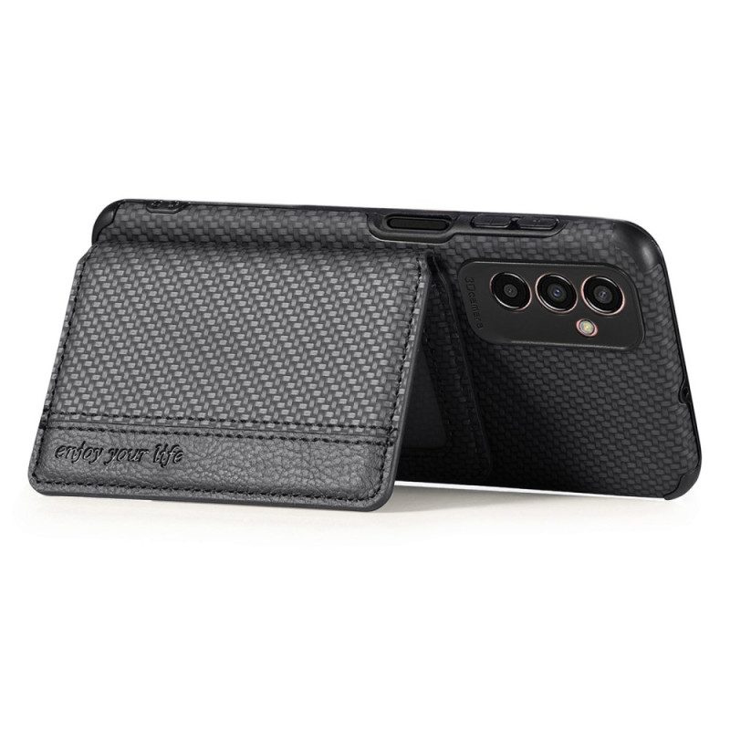 Hoesje voor Samsung Galaxy M13 Portemonnee Koolstofvezel En Magnetische Portemonnee