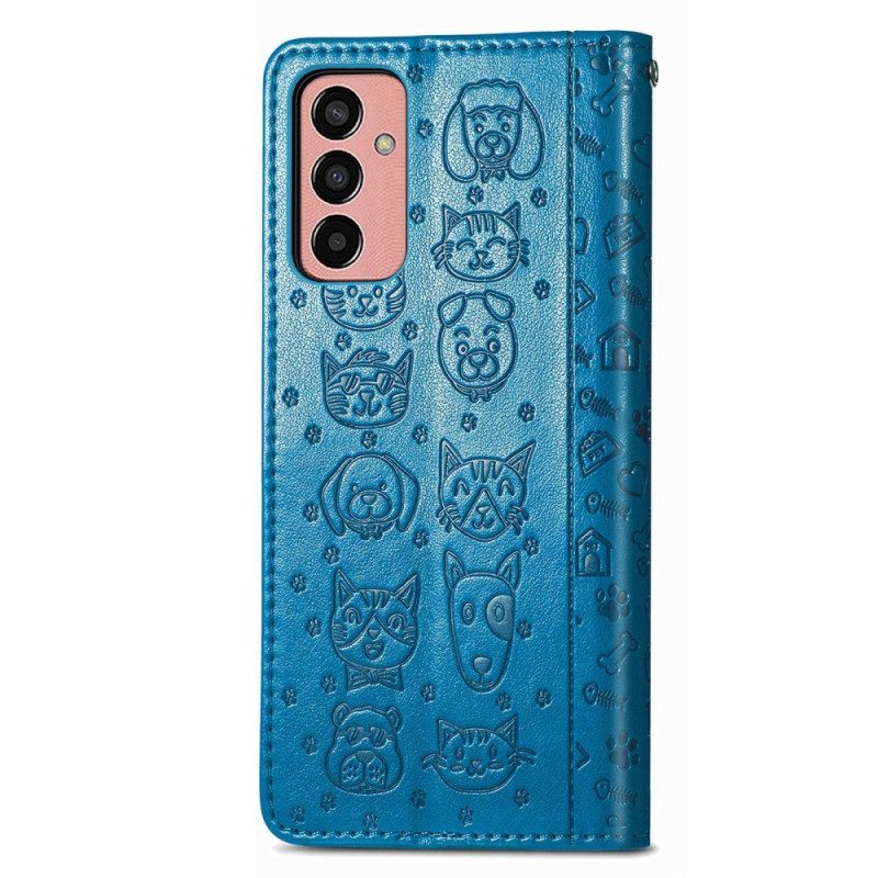 Leren Hoesje voor Samsung Galaxy M13 Geanimeerde Dieren