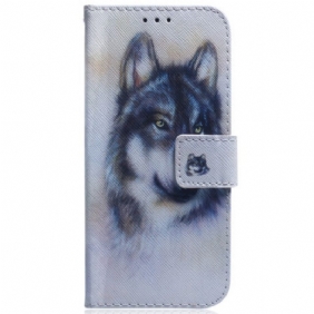 Leren Hoesje voor Samsung Galaxy M13 Met Ketting Strappy Aquarel Hond