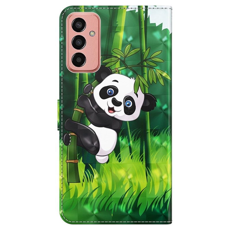 Leren Hoesje voor Samsung Galaxy M13 Panda En Bamboe Met Lanyard