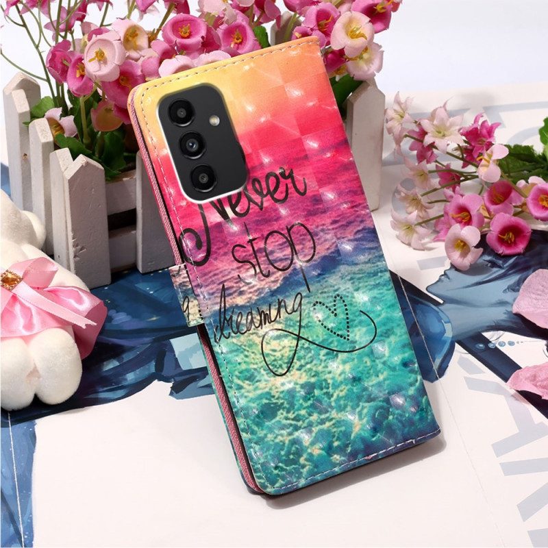 Flip Case voor Samsung Galaxy A54 5G Met Ketting Stop Nooit Met Dromen Strappy