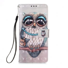 Flip Case voor Samsung Galaxy A54 5G Miss Uil Met Lanyard