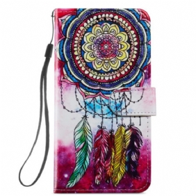 Folio-hoesje voor Samsung Galaxy A54 5G Met Ketting Aquarel Dromenvanger Met Riem