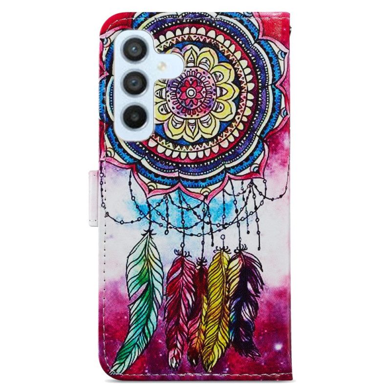 Folio-hoesje voor Samsung Galaxy A54 5G Met Ketting Aquarel Dromenvanger Met Riem