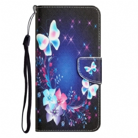 Folio-hoesje voor Samsung Galaxy A54 5G Met Ketting Fairy Vlinders Met Lanyard