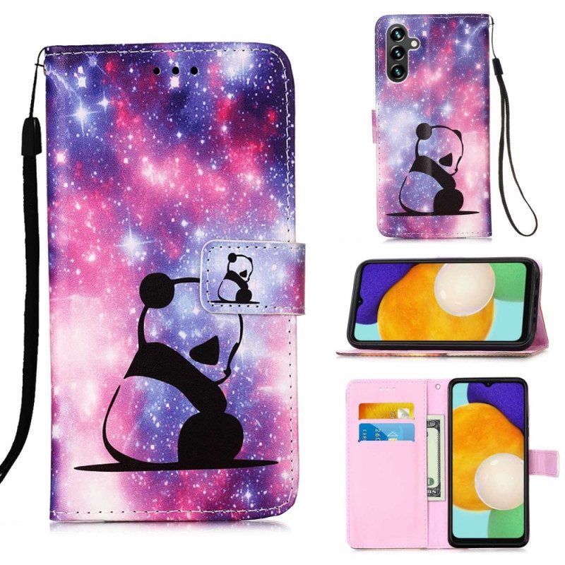 Folio-hoesje voor Samsung Galaxy A54 5G Met Ketting Lanyard Galaxy Panda