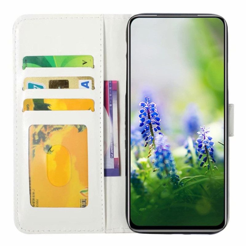 Folio-hoesje voor Samsung Galaxy A54 5G Met Ketting Riem Liberty Bloemen