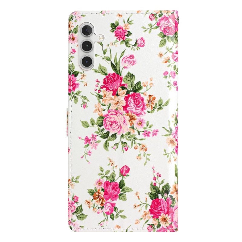 Folio-hoesje voor Samsung Galaxy A54 5G Met Ketting Riem Liberty Bloemen