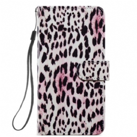 Folio-hoesje voor Samsung Galaxy A54 5G Met Ketting Strappy Leopard-stijl