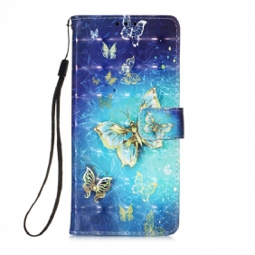 Folio-hoesje voor Samsung Galaxy A54 5G Met Ketting Vlucht Van Vlinders In Lanyard