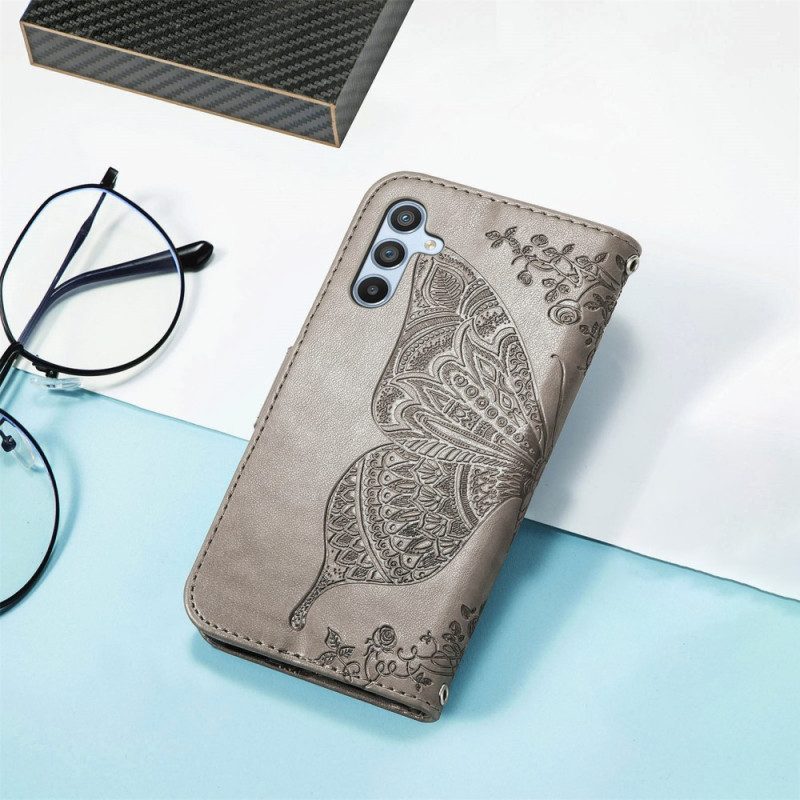 Leren Hoesje voor Samsung Galaxy A54 5G Barokke Vlinder