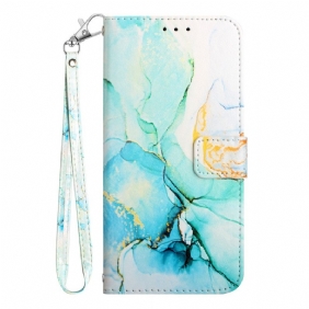 Leren Hoesje voor Samsung Galaxy A54 5G Met Ketting Marmer Strippen