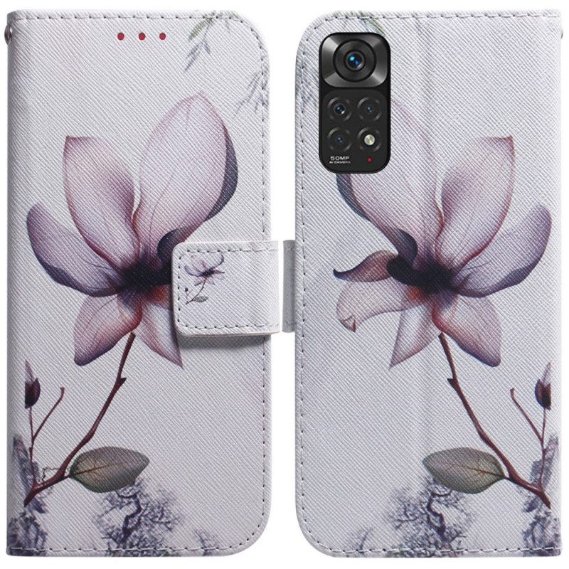 Folio-hoesje voor Xiaomi Redmi Note 11 / 11S Bloem Stoffig Roze