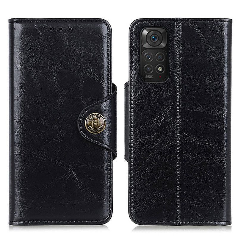 Folio-hoesje voor Xiaomi Redmi Note 11 / 11S Glanzende Knop Van Imitatieleer