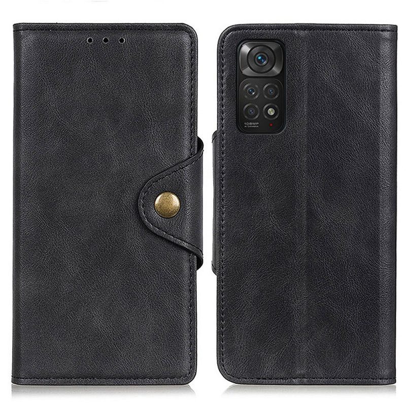 Folio-hoesje voor Xiaomi Redmi Note 11 / 11S Knoop Van Imitatieleer