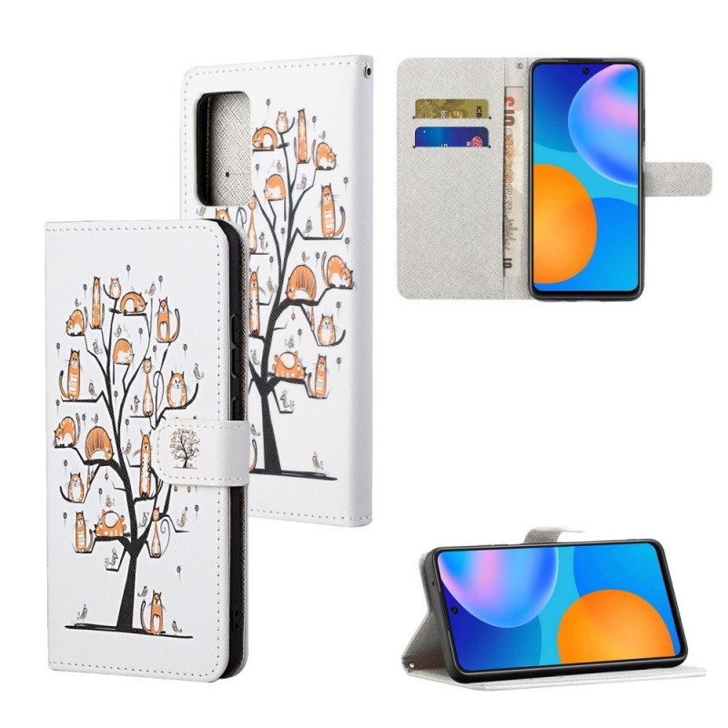 Folio-hoesje voor Xiaomi Redmi Note 11 / 11S Met Ketting Funky Cats Met Riem